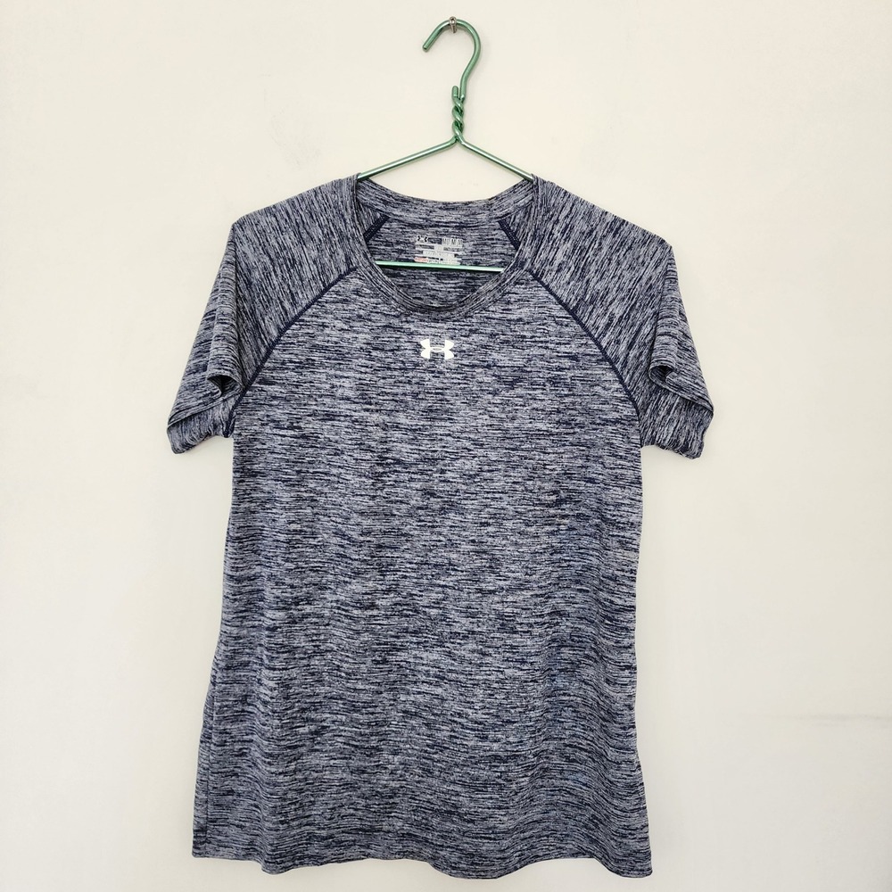 Under Armour Womens HeatGear Space Dye Training Shirt Navy Blue Medium Loose Fit